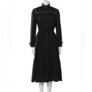 Sabina Musayev Black Long Sleeve Dress with Ruffle Details Size XS